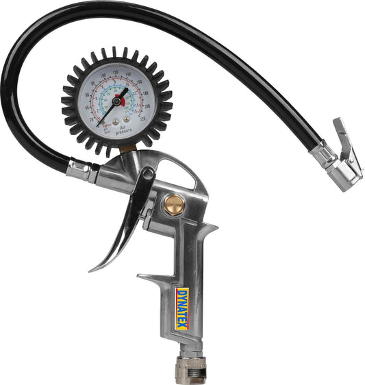 Tyre Inflator Pressure Gauge For Compressor Air Tool Car Truck Push On Hose