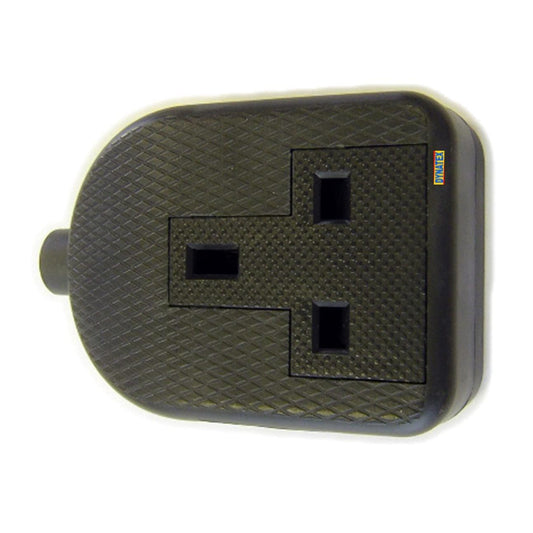 13 Amp Electric Hard Rubber Socket 13A Heavy Duty Mains Electrical 3 Pin 13A Black DX/3001061 9432B