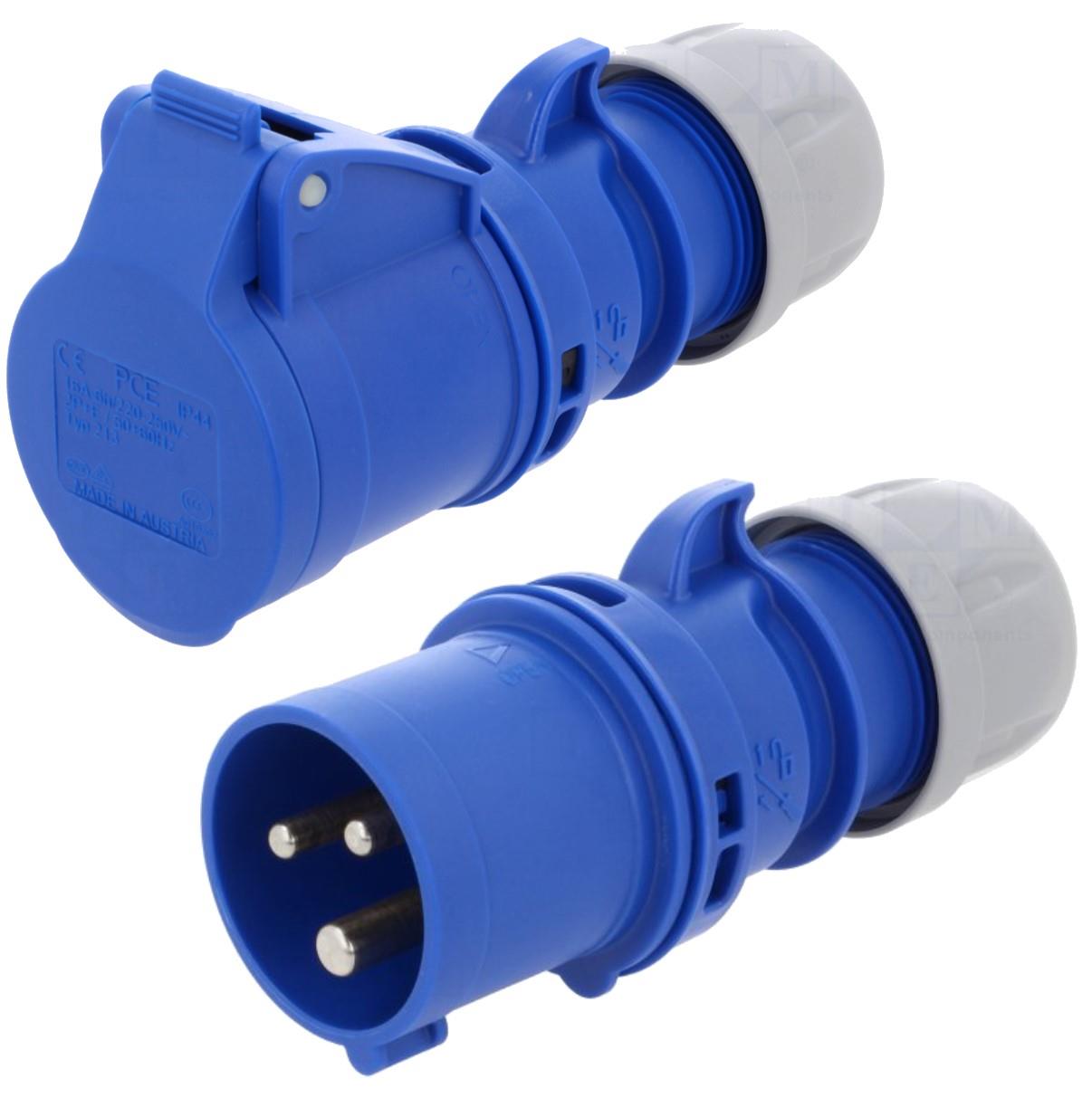 16 Amp 240v Site Trailing Plug & Socket 230v 16a 3 Pin PCE 240 Volt Blue Hook Up 3001749 =1X655 1X678