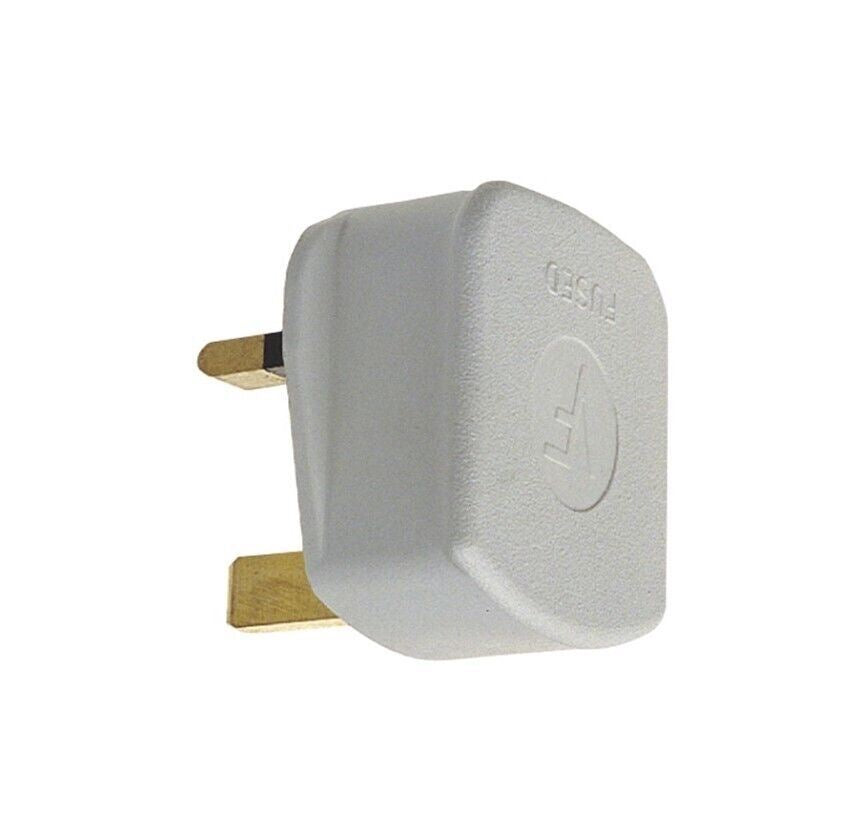 Plug Domestic UK 3 Pin Fused 3 White Mains Plug 13A For 3P Sockets BS1363  3001074 3X73