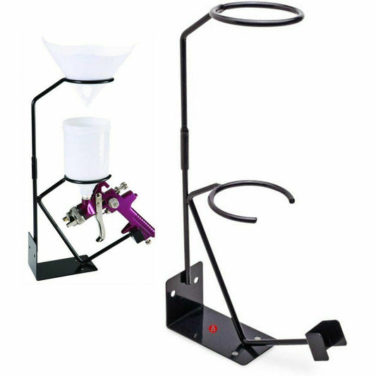 Spray Gun Holder Stand Bench Mounted With Gravity Feed Paint Filter Cradle NEW