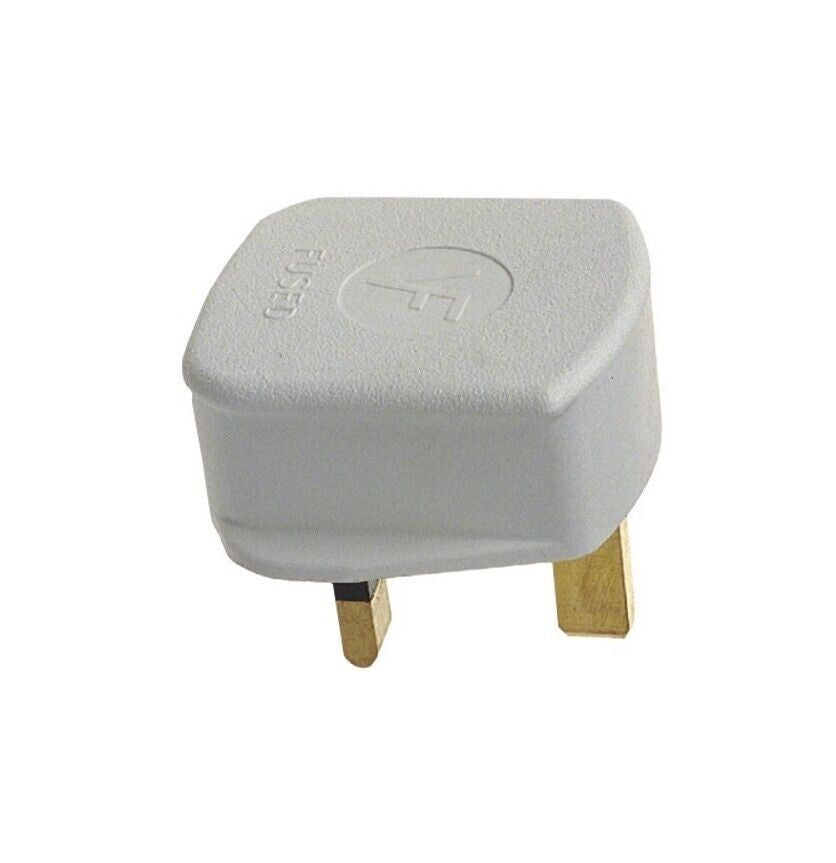 Plug Domestic UK 3 Pin Fused White Mains Plug 13A For 3P Sockets BS1363 NEW