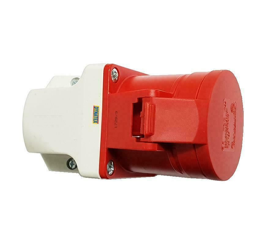 Wall Mount Socket 32 Amp 415V 5 Pin Red Garage Workshop Down Panel 3 Phase 32A 3001736