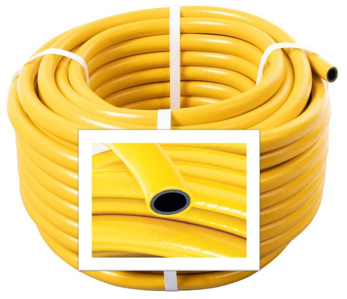 Garden Hose Pipe 30M Spray Nozzle Tap Connector Set Hosepipe Reel 30Metre Yellow 1402755 1x18/32