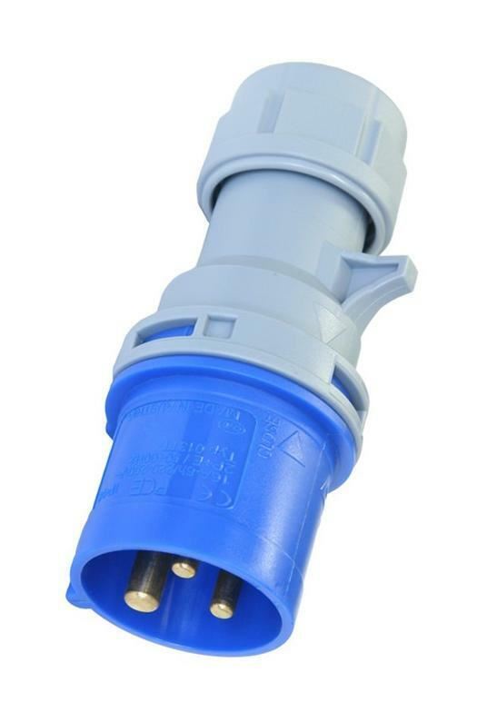 2 16Amp PCE Plug Ceeform Male 16 A IP44 230v 240v Blue Trailing 16 Amp Hook up