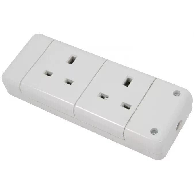 Twin Socket 13 Amp Electric Hard 13A Heavy Duty Mains Electrical 3 Pin White