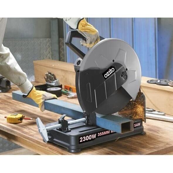 Metal Cut Off Saw Steel Chop Saw Drop and 1 Abrasive Cutting Disc 355mm 0-45°