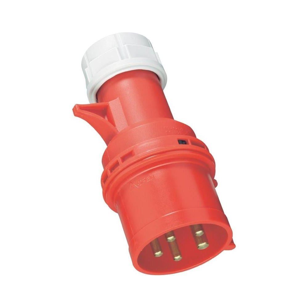 415v 32A 5 Pin Plug Connector Red Workshop Site Trailing Phase 32 Amp 025-6