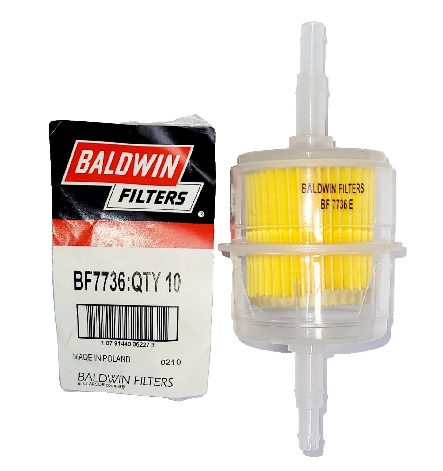 Fuel Filter BF7736 Genuine Baldwin Inline Fits Bomag, Case New Holland, Honda