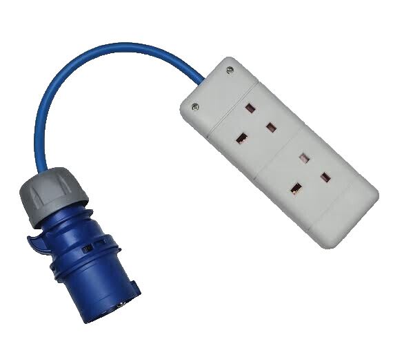 Generator Fly Lead 16 Amp Plug To 13A Twin Socket Caravan Hook Up Power Cable