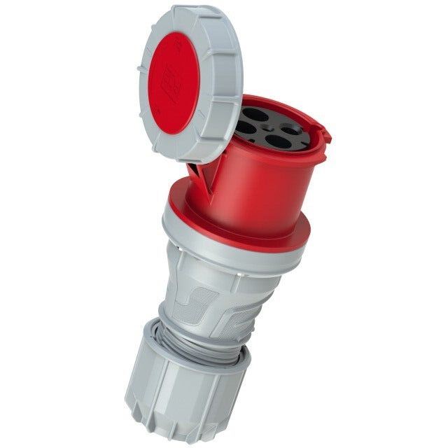 125 Amp 4 Pin Red Connector Trailing Socket 415V IP67 Rated 3 Phase PCE 2445