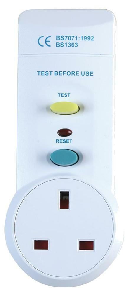 RCD Trip Switch 13 Amp Plug In Socket Circuit Breaker Test Reset RCD White 13A