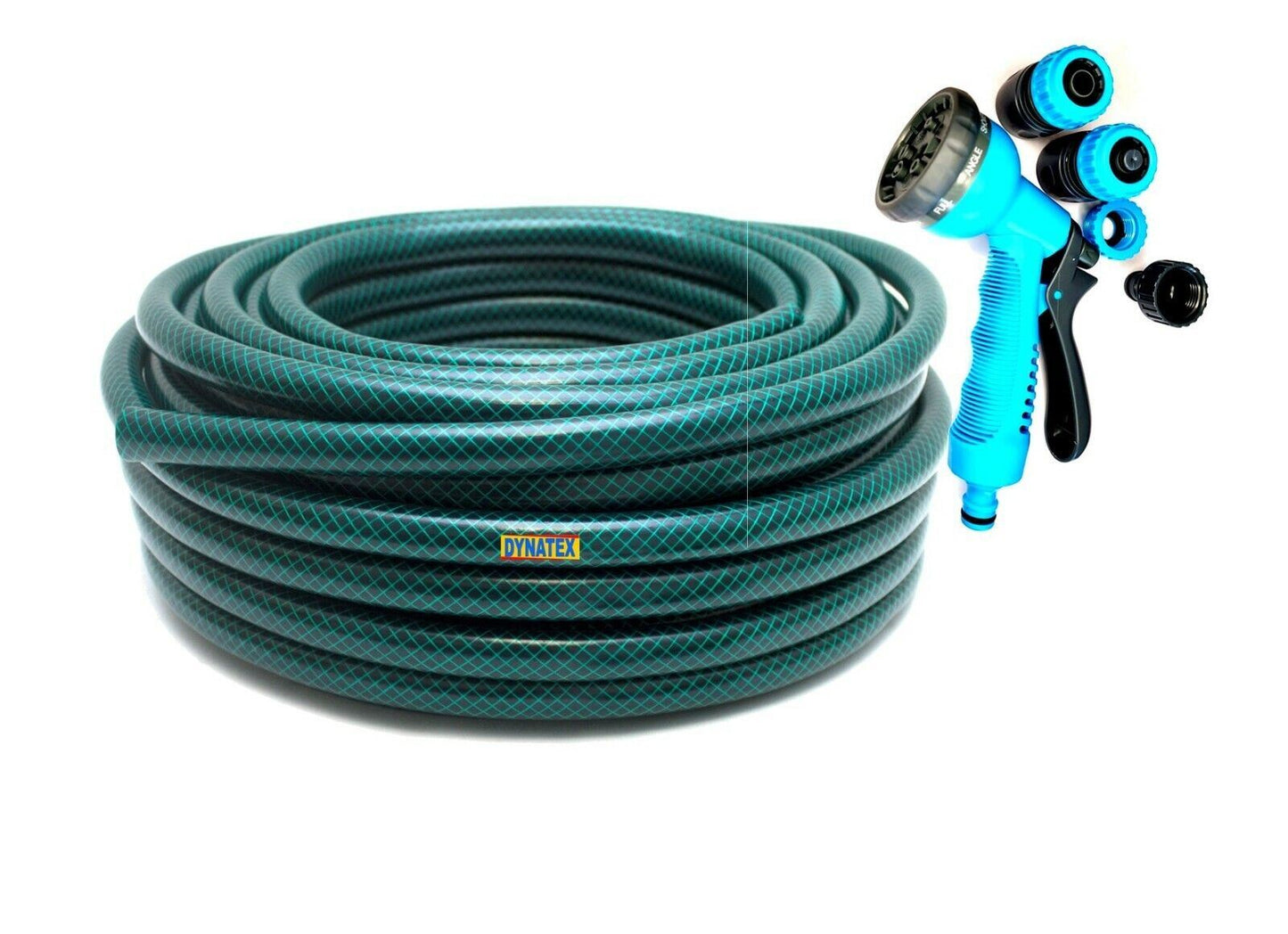 Garden Hose Pipe 30M Spray Nozzle Tap Connector Set Hosepipe Reel 30 Metre Green