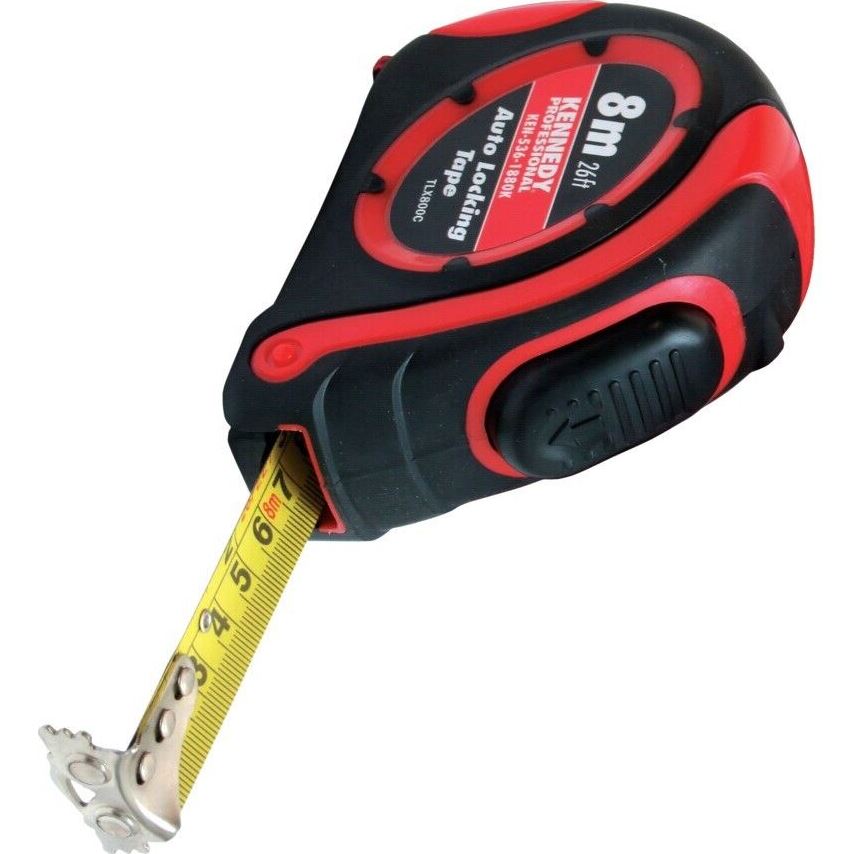 8 M Auto Locking Tape Measure Double Sided Steel Nylon Coated Magnetic Tip Metre