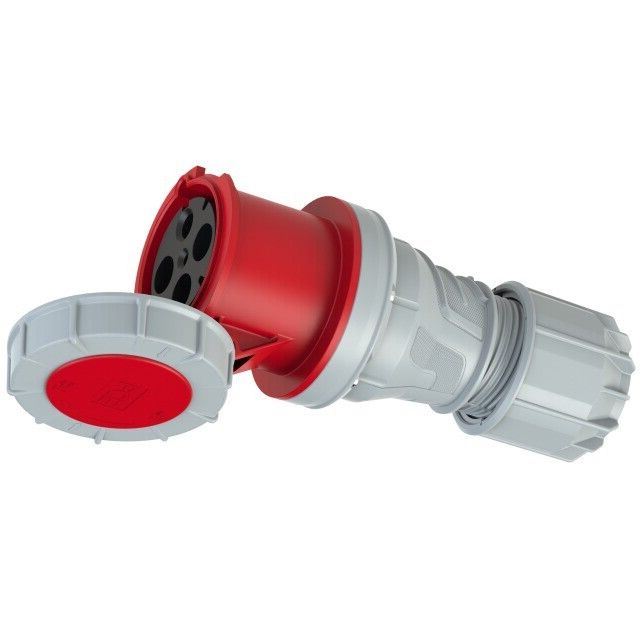 125 Amp 4 Pin Red Connector Trailing Socket 415V IP67 Rated 3 Phase PCE 2445