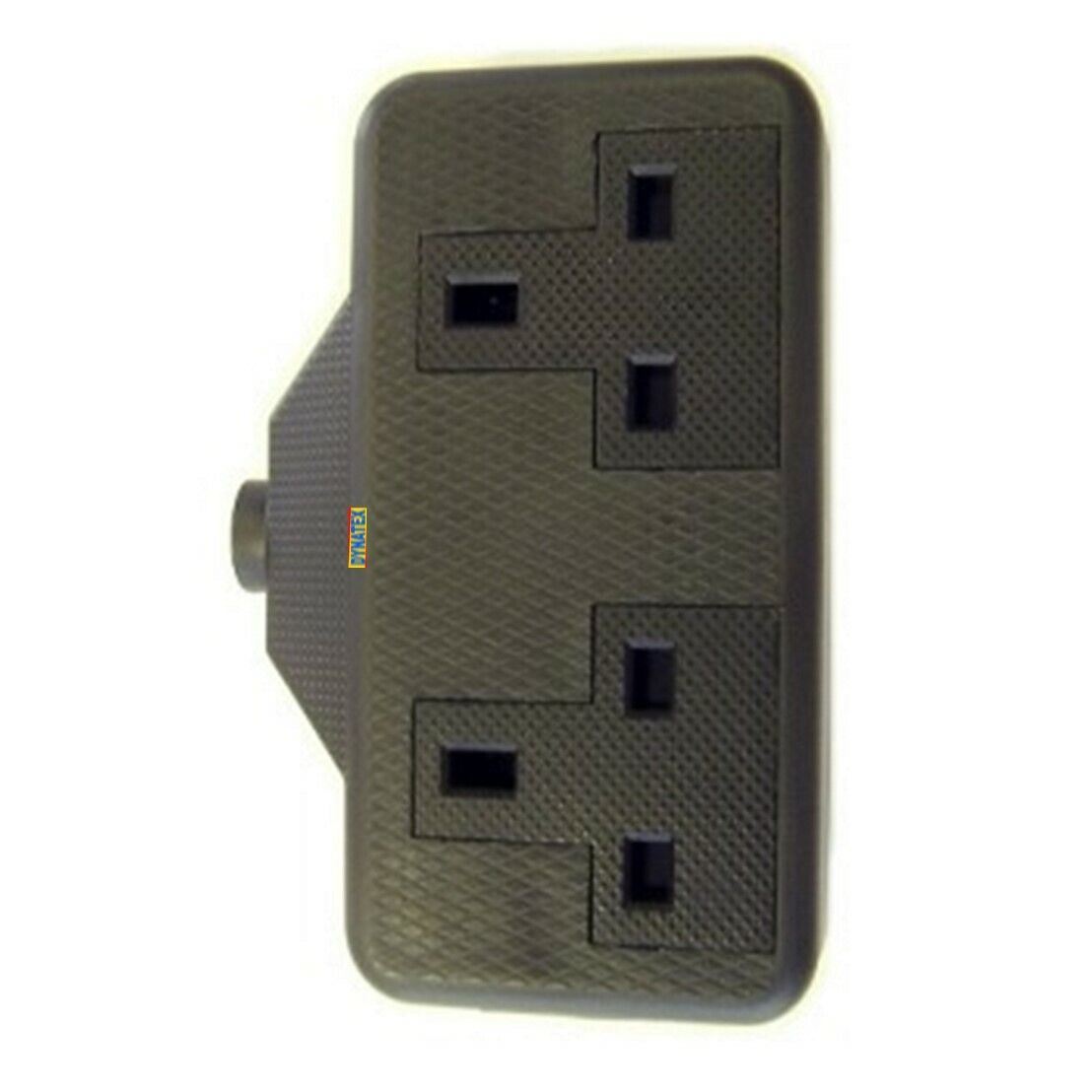 13 Amp Electric Hard Rubber Twin Socket 13A Heavy Duty Mains Electrical 3 Pin