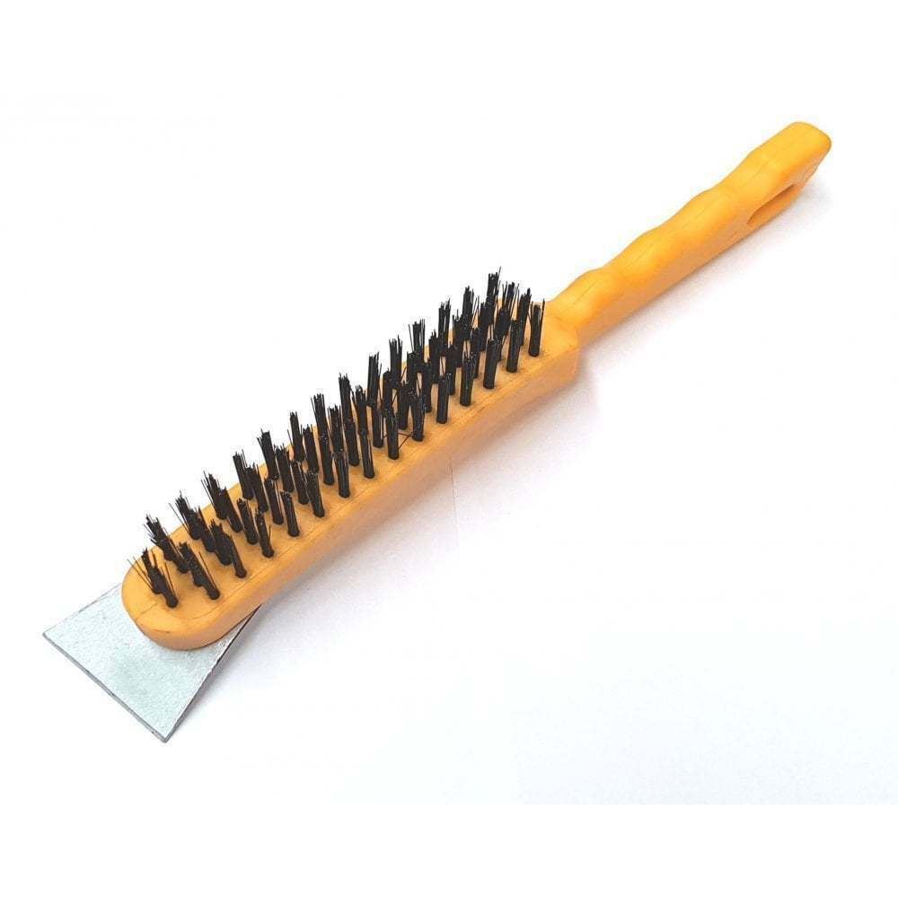 Heavy Duty Wire Brush DIY Engineers & Steel Scraper Rust Scale Paint 4 Row NEW