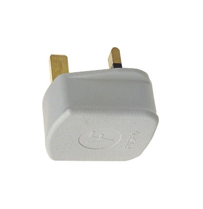 Plug Domestic UK 3 Pin Fused White Mains Plug 13A For 3P Sockets BS1363 NEW