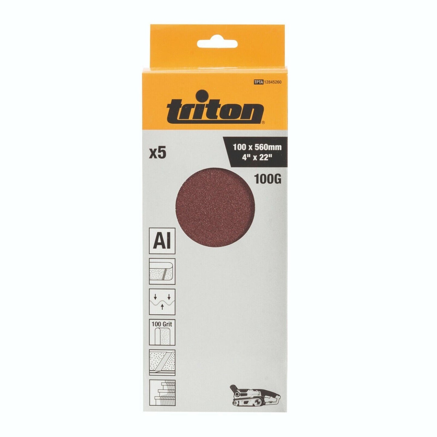 Sanding Belt 100m x 560mm 100 Grit 5 Pack Abrasive Belts Triton 845260 Sander