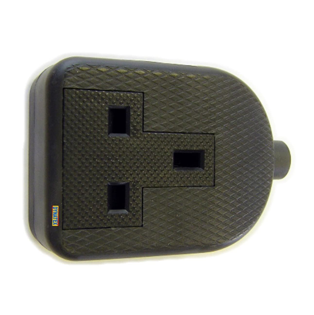 13 Amp Electric Hard Rubber Socket 13A Heavy Duty Mains Electrical 3 Pin 13A Black DX/3001061 9432B