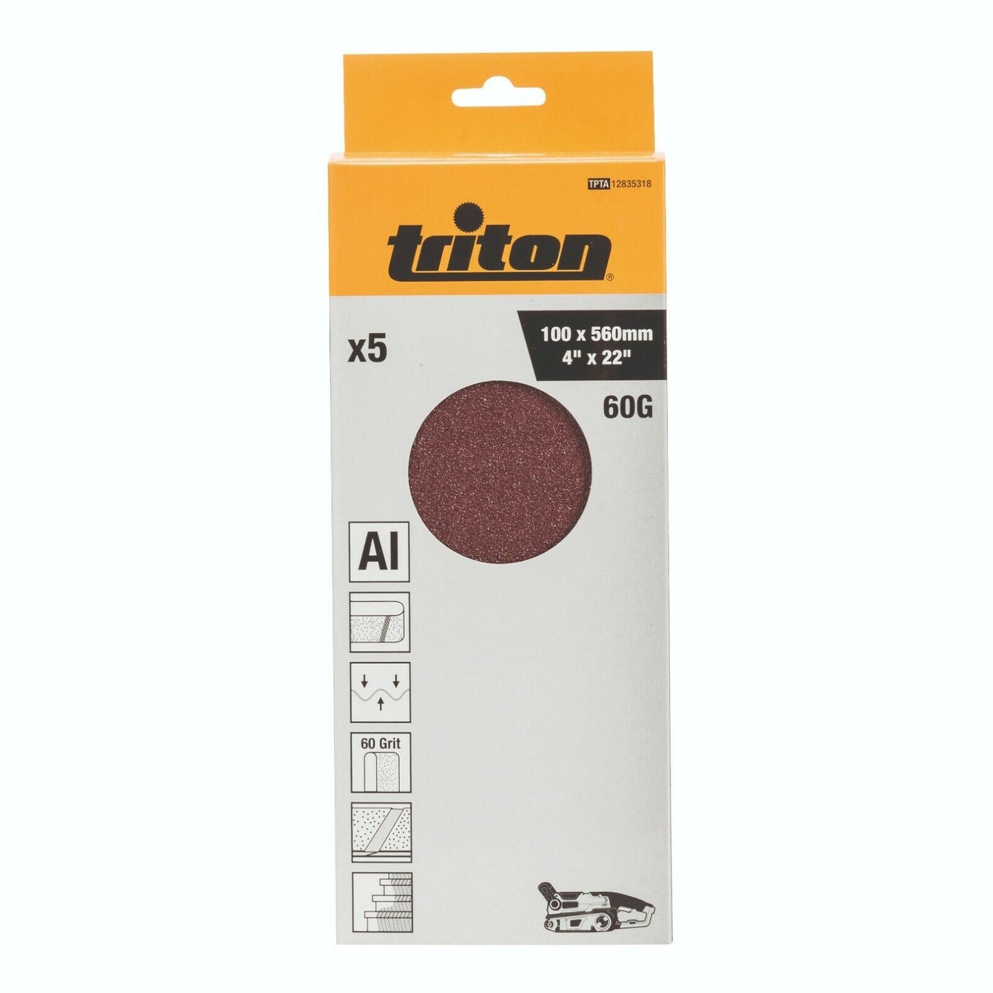 Sanding Belt 100m x 560mm 60 Grit 5 Pack Abrasive Belts Triton 835318 For Sander