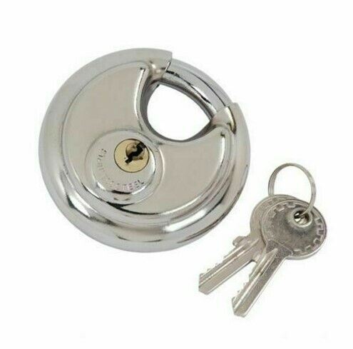 Round Padlock 70mm Disc Lock Discus 2 Keys Stainless Steel For Security Chain