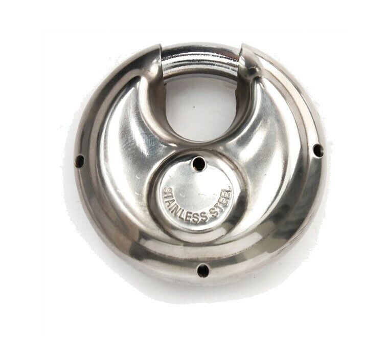 Round Padlock 70mm Disc Lock Discus 2 Keys Stainless Steel For Security Chain