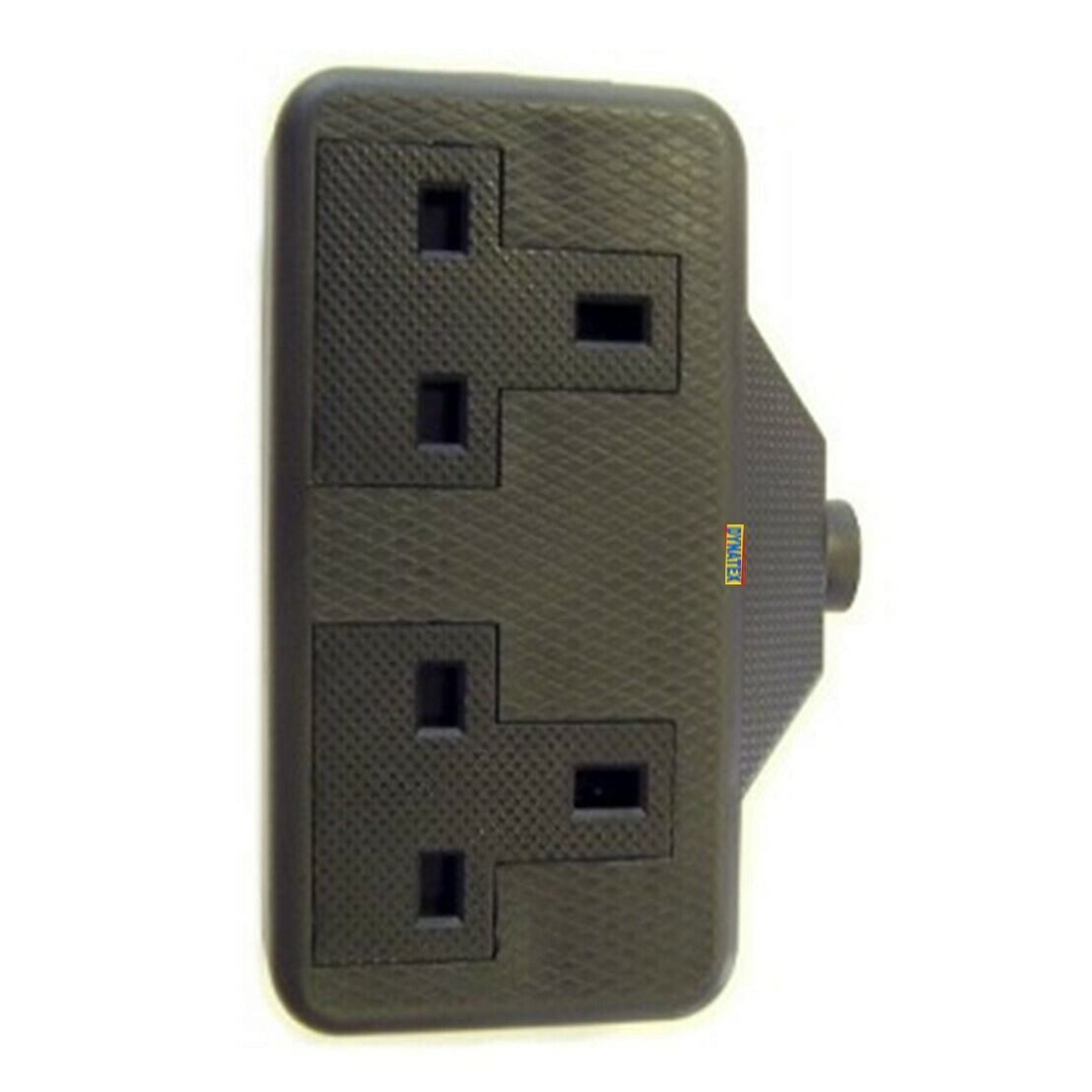 13 Amp Electric Hard Rubber Twin Socket 13A Heavy Duty Mains Electrical 3 Pin