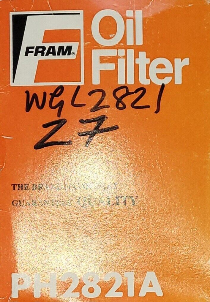 Oil Filter Fram PH2821A Lube Fits Woodgate WGL2821, Coopers Z7, Baldwin BT216