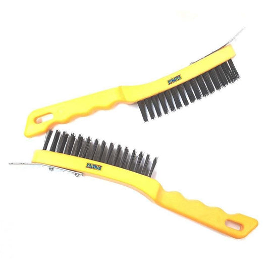 2 Heavy Duty Wire Brush DIY Engineers & Steel Scraper Rust Scale Paint 4 Row NEW