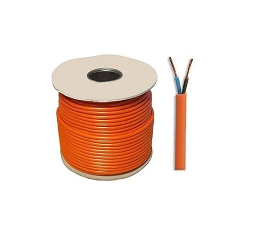 2 Core Orange Flexible 1 Metre Mains Cable 3182y 1.5mm Strimmer Lawn Mower 1M