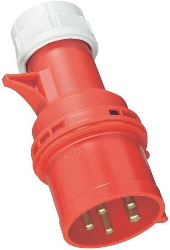 16 Amp 5 Pin Plug Male IP44 Connector Trailing 16A Red 400V 415 Volt Twist Lock