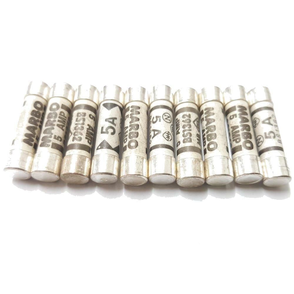 5 Amp Domestic Household Fuses 10 Pk Cartridge Fuse Mains Plug 5A UK Seller NEW