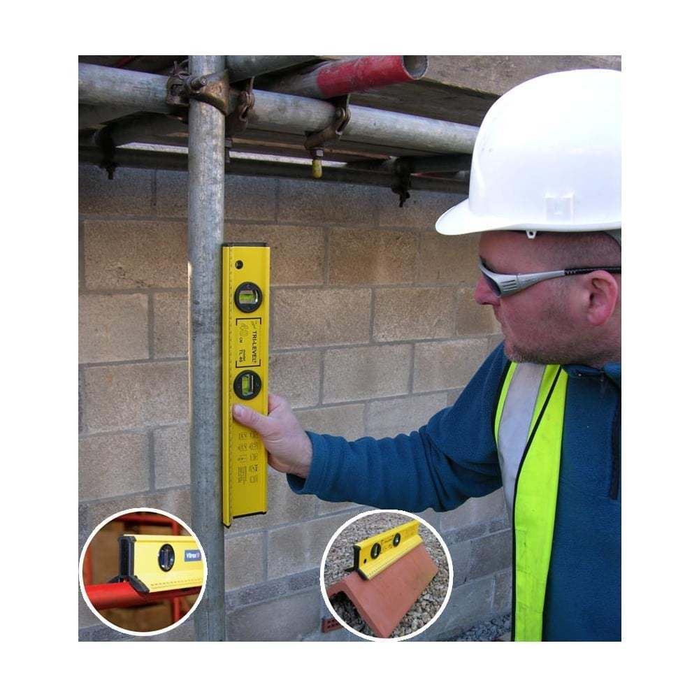 Spirit Level 2ft 24" Tri Beam 600mm Coping Stone Builders Aluminium 3 Vial Ruler TR1600