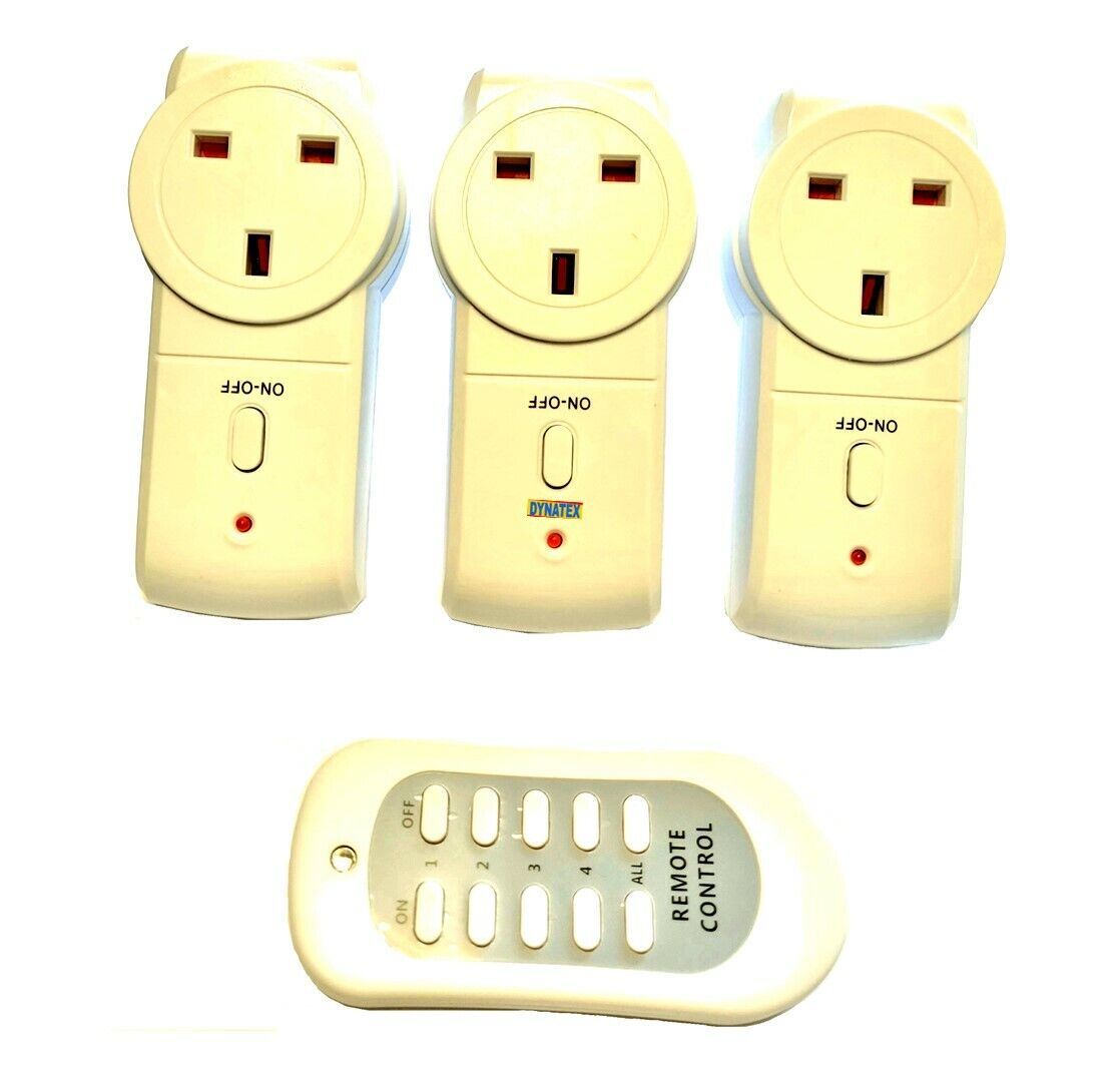 3 Wireless Remote Control Sockets Electrical 3 Pin Plug 4 Programmable Channels