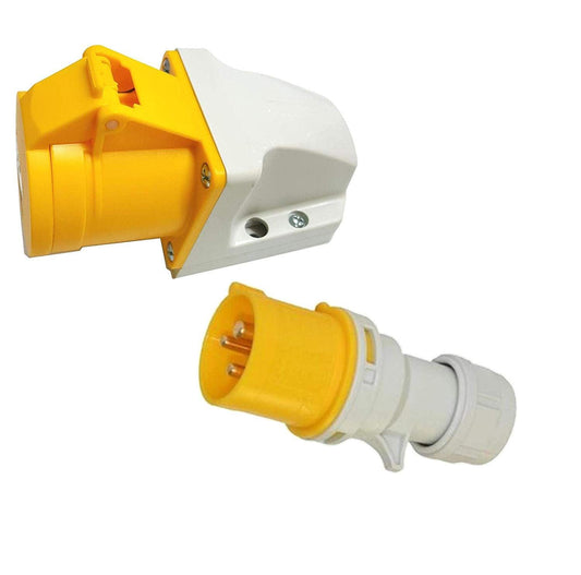 Trailing Plug and Wall Mount Socket 32 Amp 110 V  Site Plug 3 Pin PCE 110 Volt Yellow Hook Up EL/K1000B DX/3001750 NEW