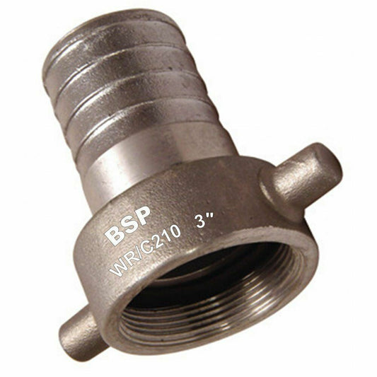 BSP Coupling Water Pump 3" Female Hose Tail Connector 75mm Suction Layflat NEW