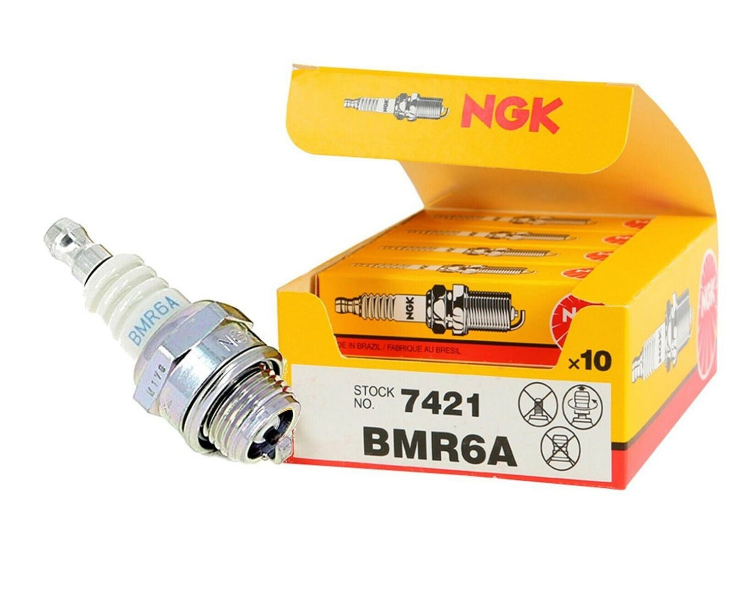 10 x NGK BMR6A Spark Plug 7421 Lawnmower Chainsaw Generator with resistor