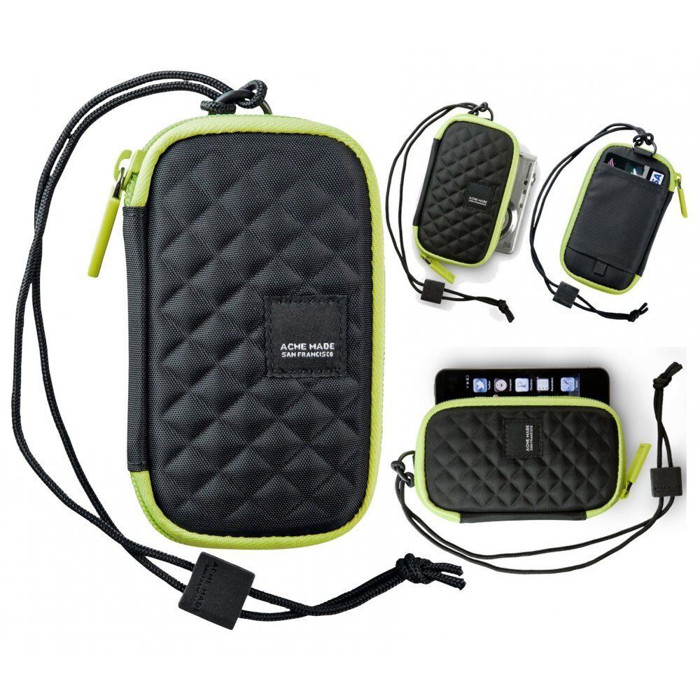 Compact Hard Shell Case Universal Holder Zip Up Bag Digital Camera Phone MP3 NEW Liquorice Lime