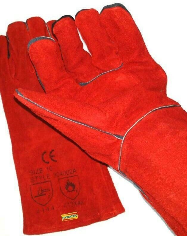 Welding Gloves 10 Pair Log Fire Wood Burner Glove Stove Welders Gauntlet Hi Heat 4001148 10x45