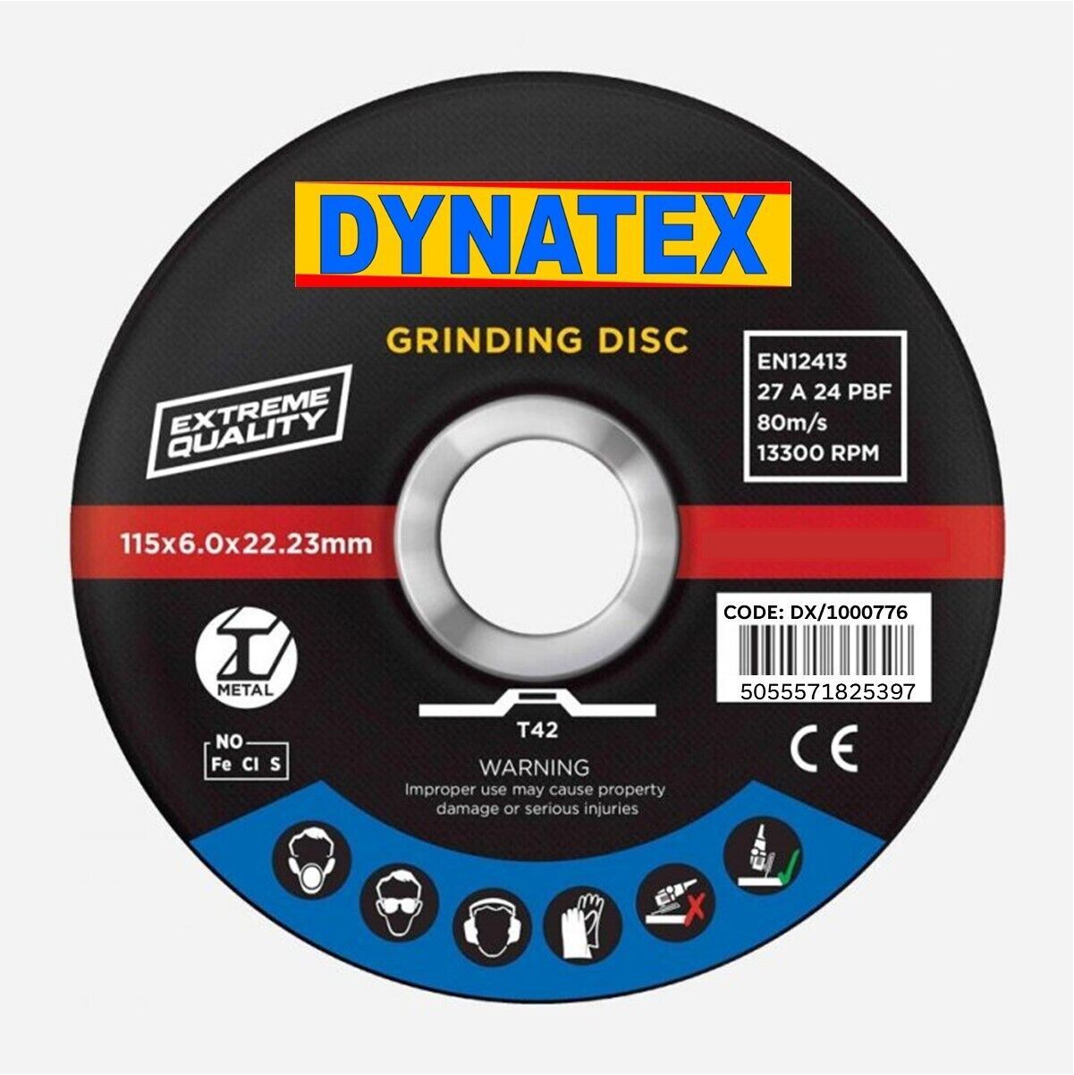 Grinding Disc Single Metal General Purpose 115mm OD 6mm x Thin 22.2mm ID NEW