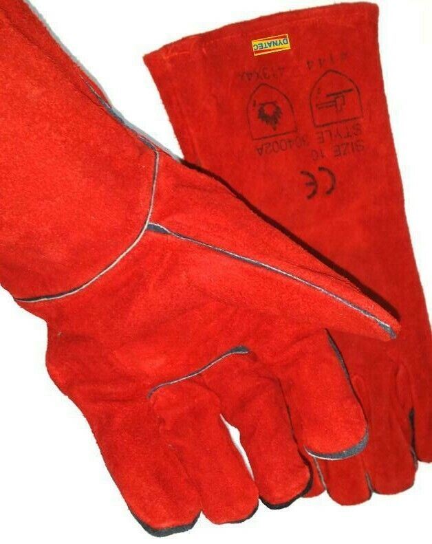 Welding Gloves Log Fire Wood Burner Glove Stove Welders Gauntlet Hi Heat Gloves