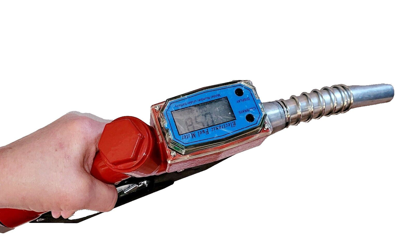 Fuel Gun Hose Trigger Diesel Nozzle Manual Automatic Meter Digital Red Black [Red Automatic & Digital Meter 1401018