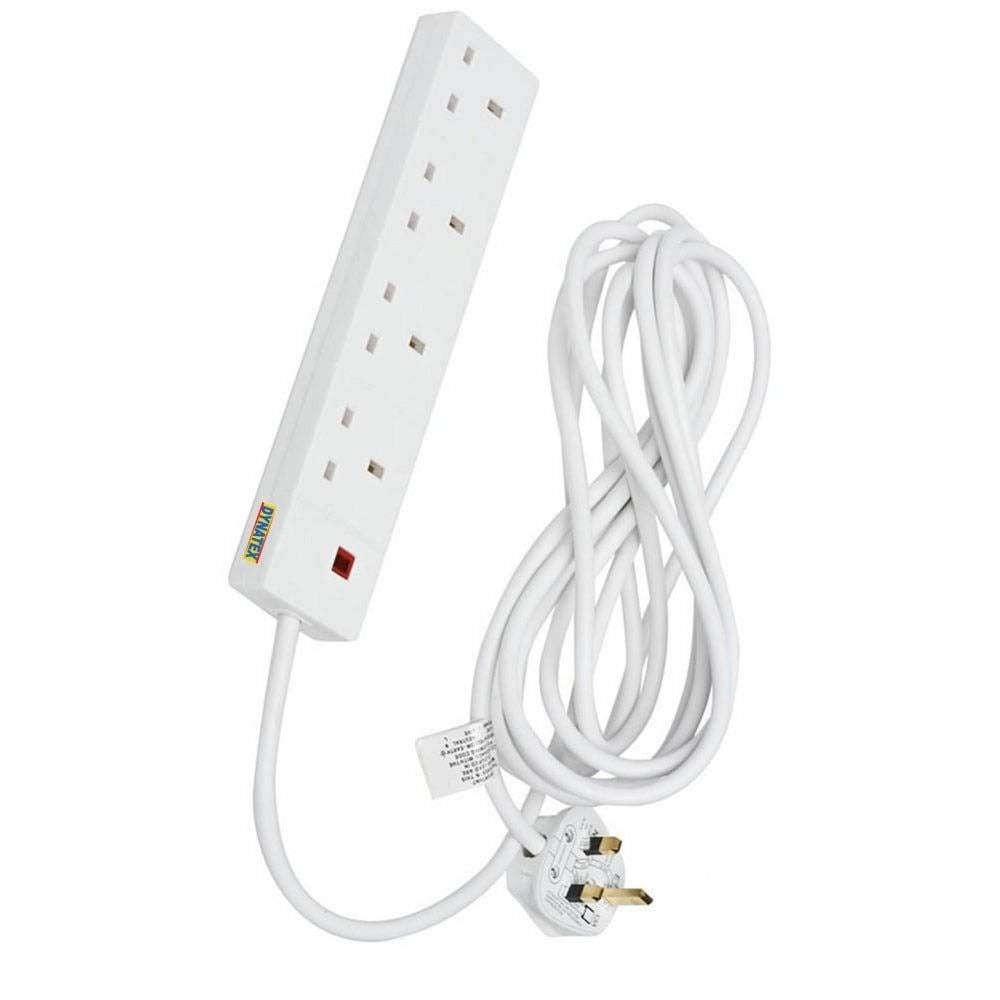 Extension Lead Cable Socket 4 Gang Four 13 Amp White 13A Trailing Neon Light DX/3001080 WWS2MCP20