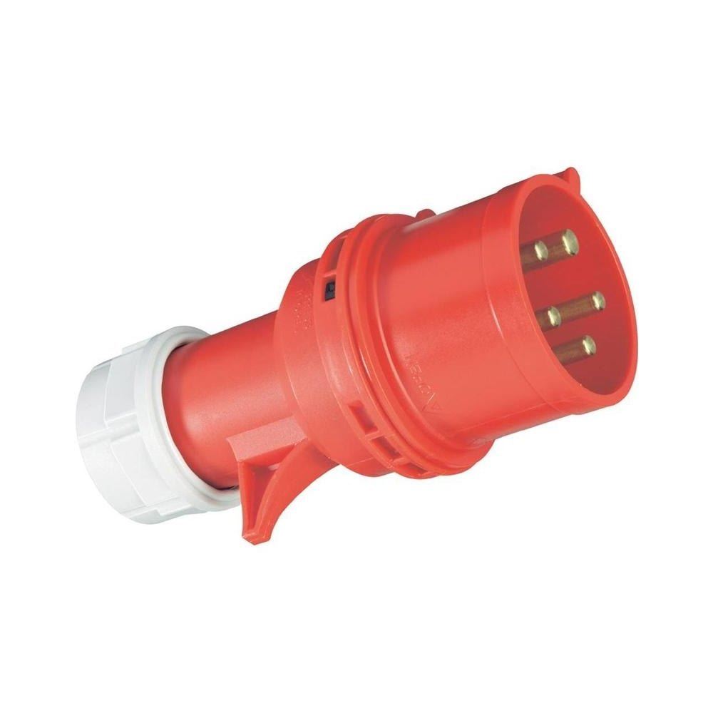 415v 32A 5 Pin Plug Connector Red Workshop Site Trailing Phase 32 Amp 025-6