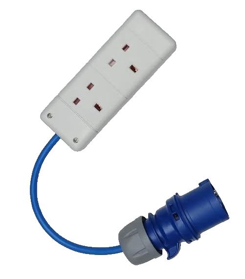 Generator Fly Lead 16 Amp Plug To 13A Twin Socket Caravan Hook Up Power Cable