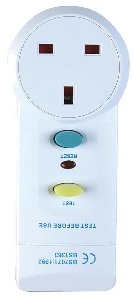 RCD Trip Switch 13 Amp Plug In Socket Circuit Breaker Test Reset RCD White 13A