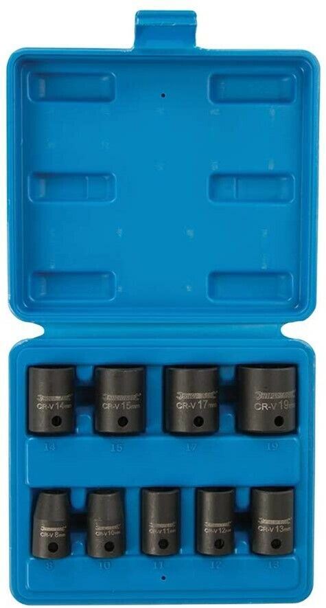 Silverline 566657 Impact Socket Set 3/8" Drive 6 Point Metric 8 - 19mm 9 Piece