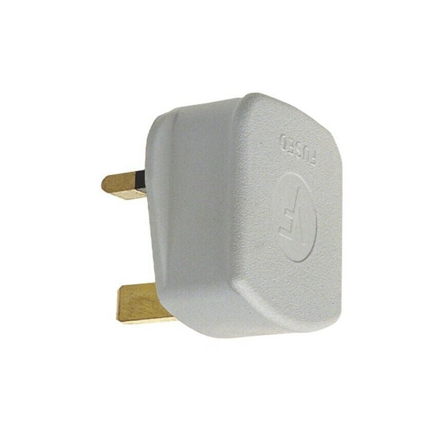 13A Plug For Socket Extension Lead 13 Amp White Plastic 3 Pin Domestic Appliance