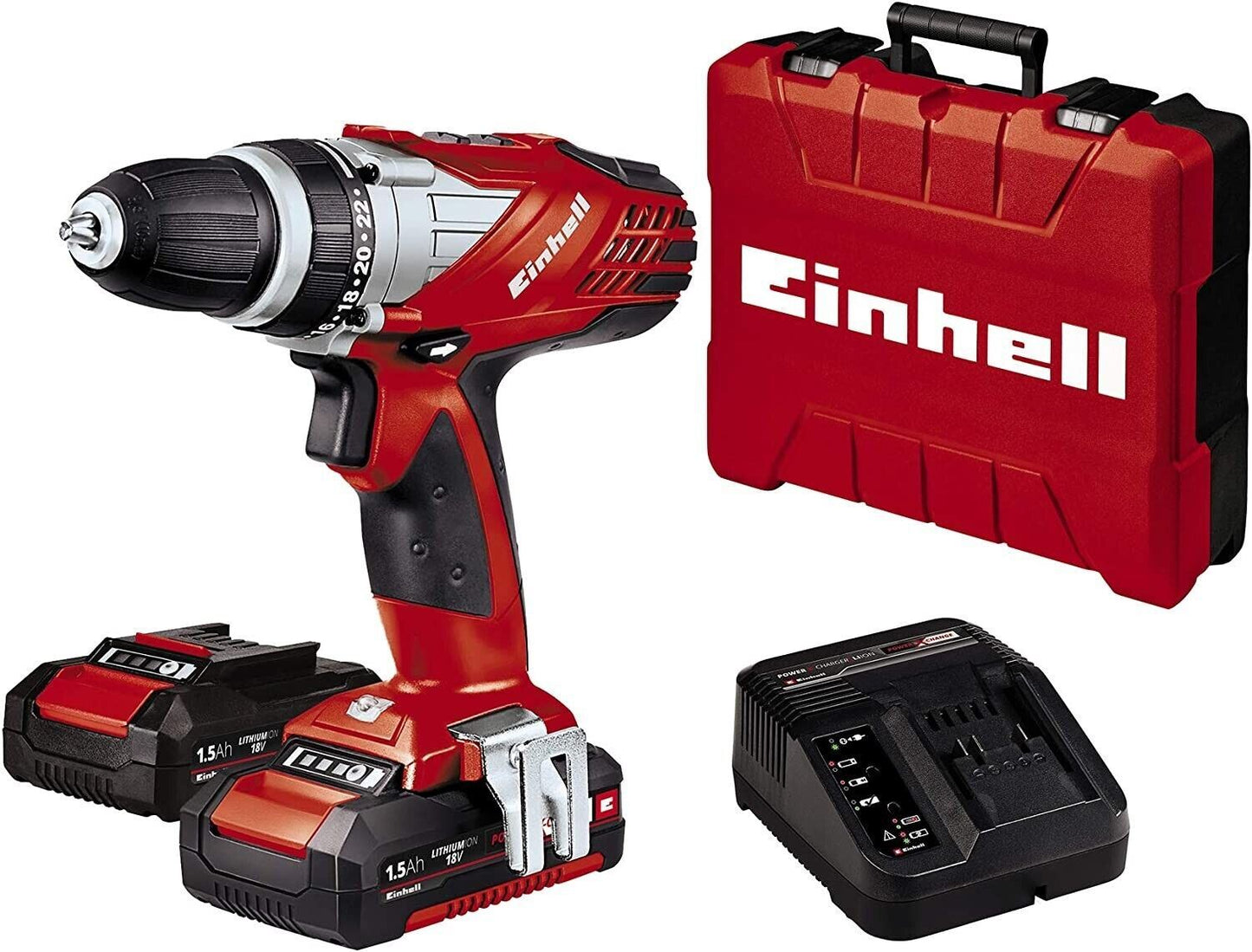 Cordless Drill 18 Volt Case 2 Batteries & Charger Kit Einhell TE-CD 18 Li  NEW